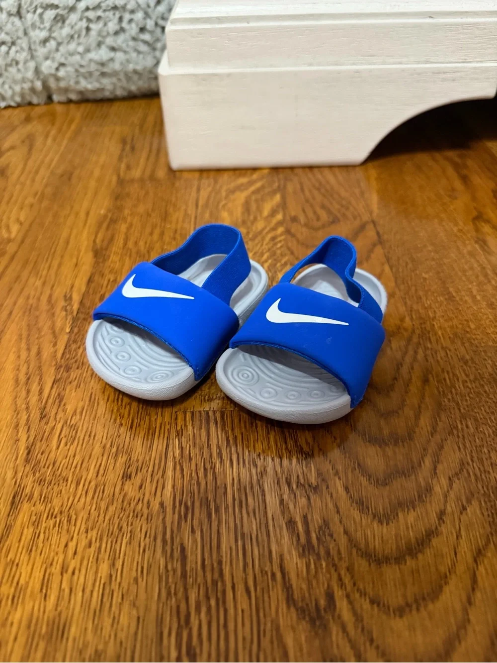 Nike Kids' Blue Slide Sandals with White Swoosh